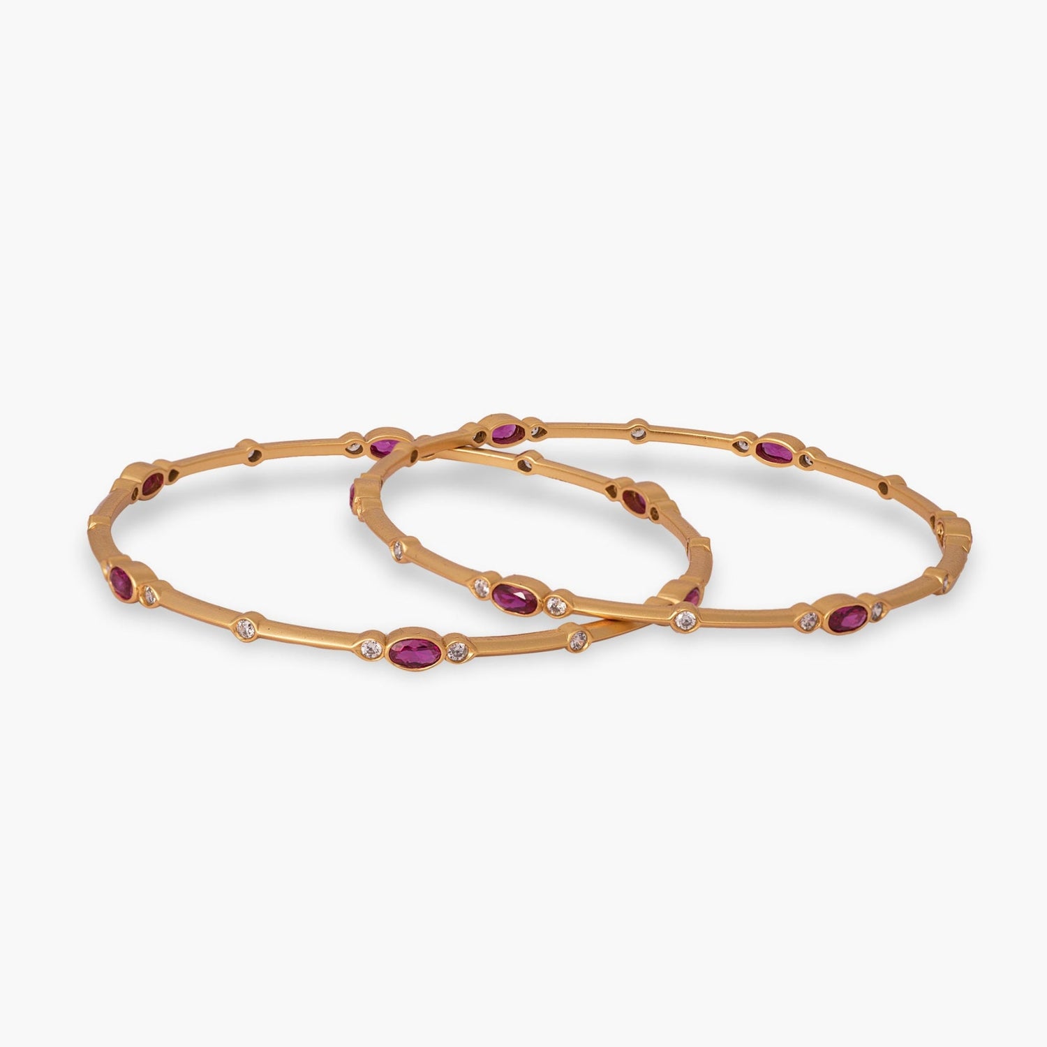 Bangle Nyra Modern Red CZ Silver Bangles