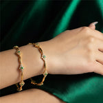 Bangles Shravya CZ Green Silver Bangles