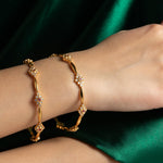 Bangles Shravya CZ Red Silver Bangles