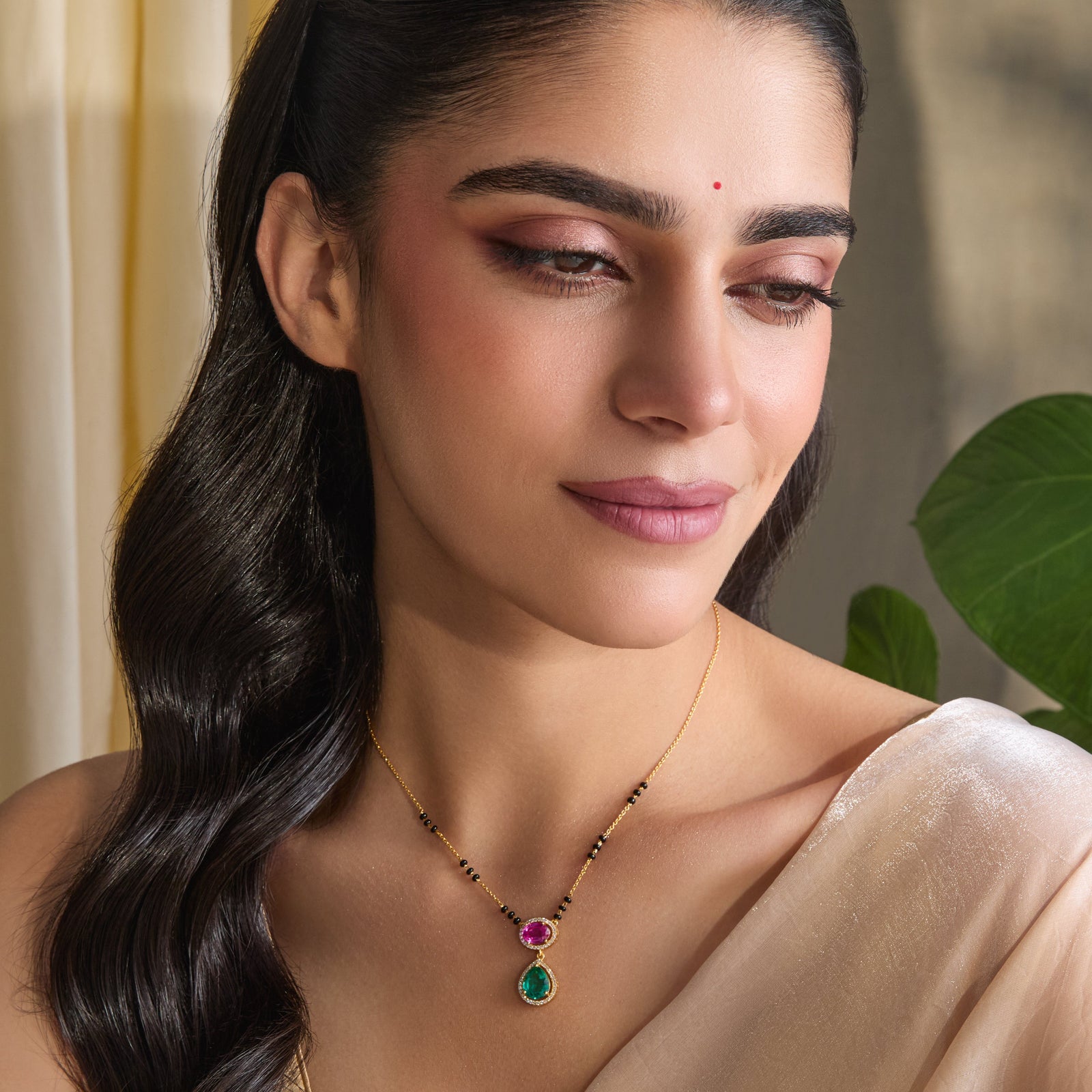 Graceful Drop CZ Silver Mangalsutra