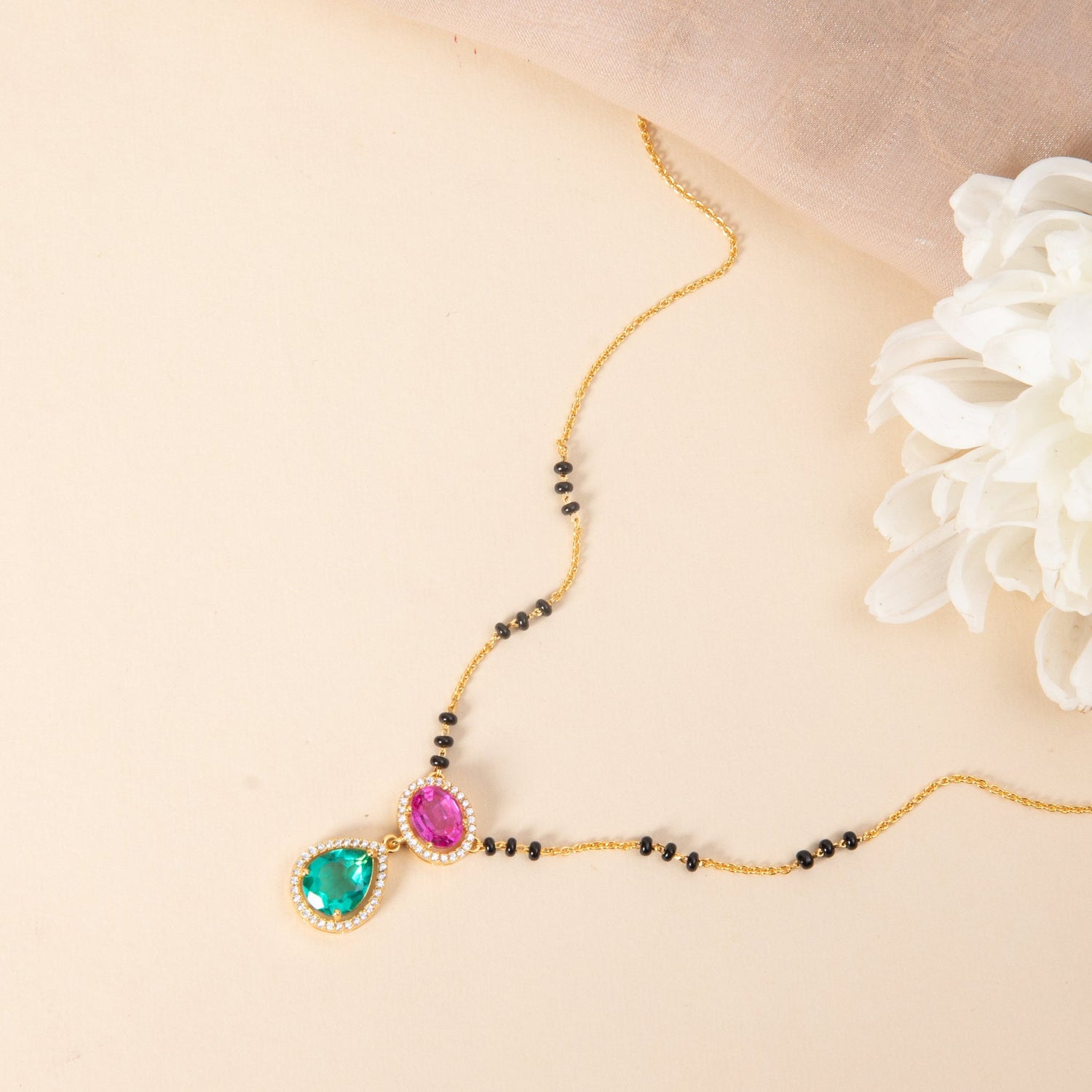 Necklace Graceful Drop CZ Silver Mangalsutra