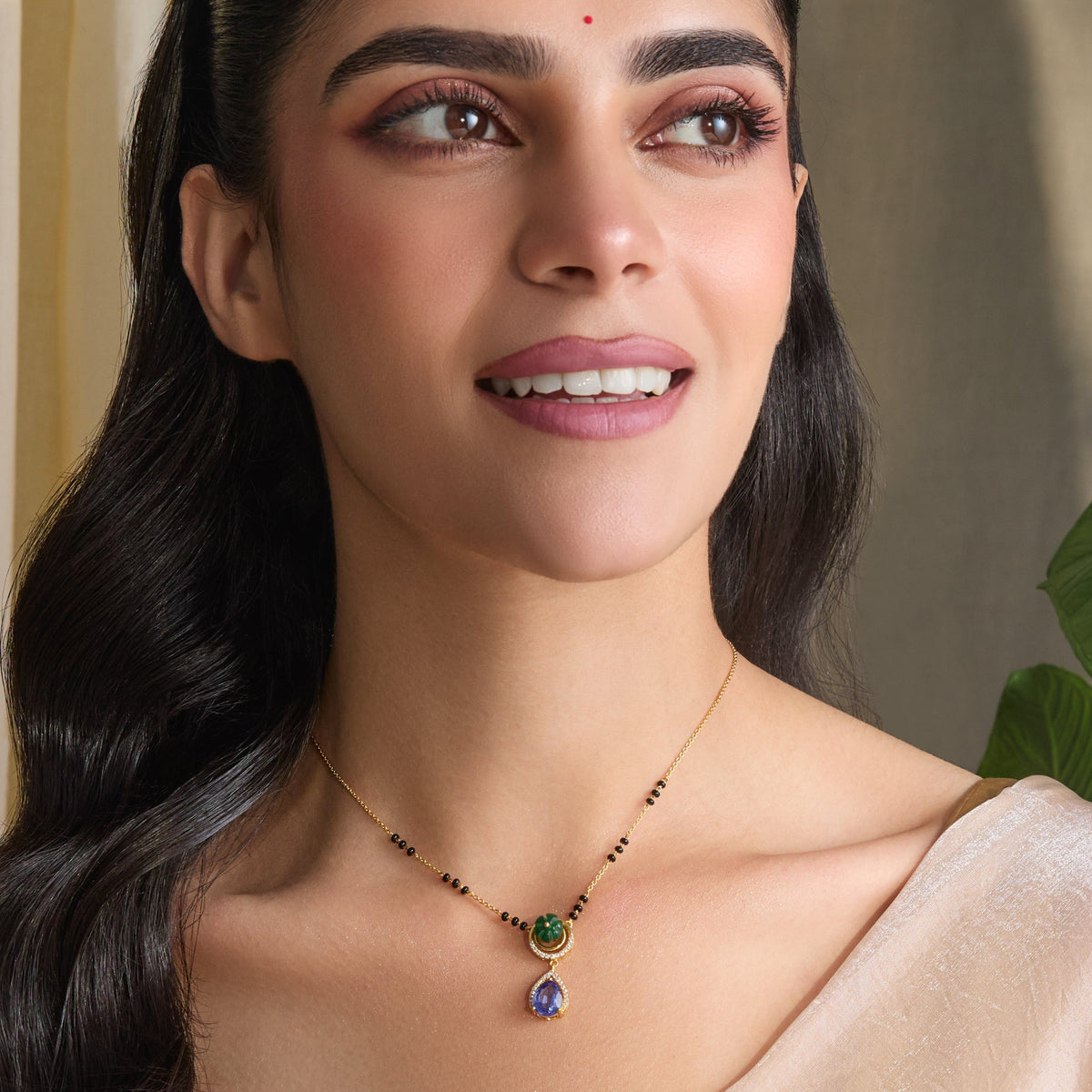 Dewy Peridot CZ Silver Mangalsutra