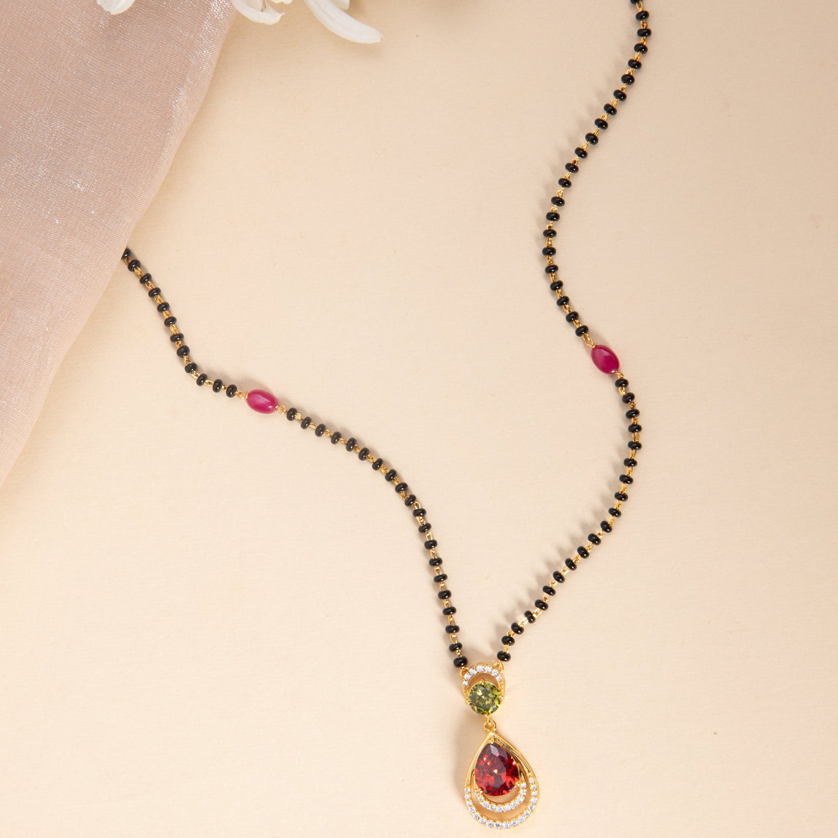 Necklace Prism Bloom CZ Silver Mangalsutra