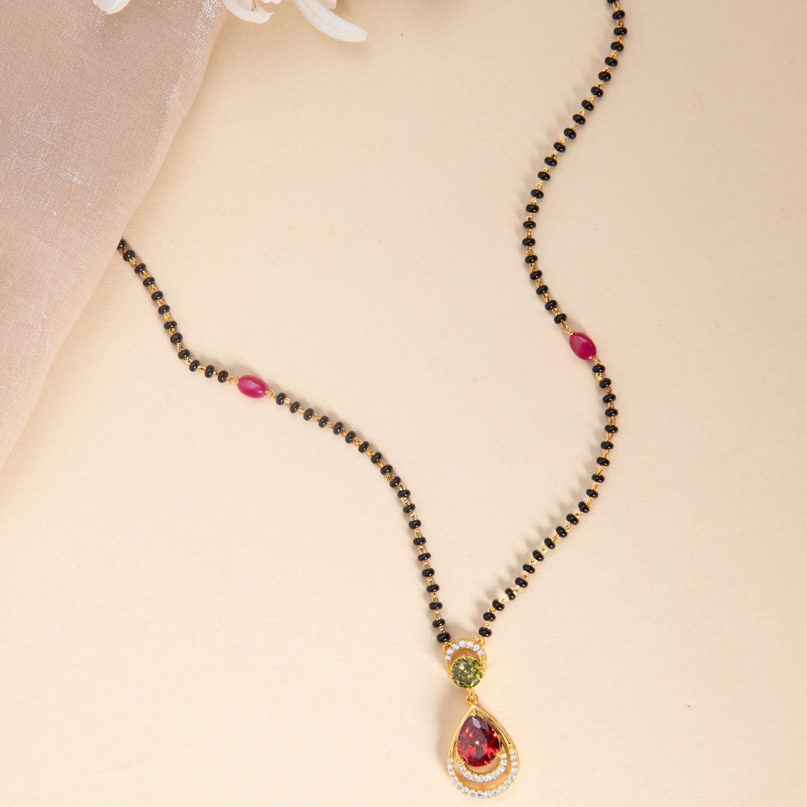 Prism Bloom CZ Silver Mangalsutra
