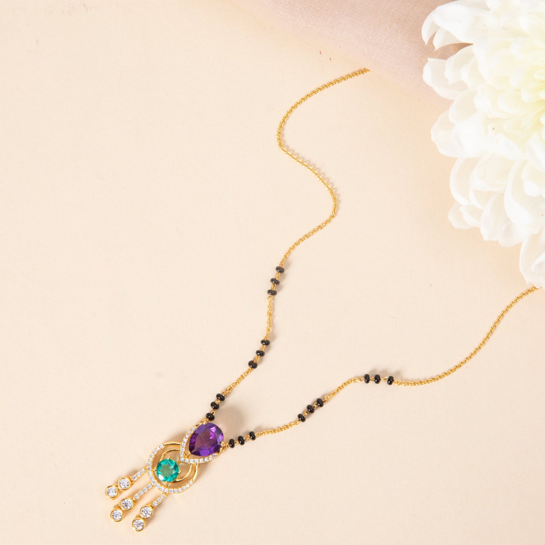 Necklace Royal Cascade CZ Silver Mangalsutra