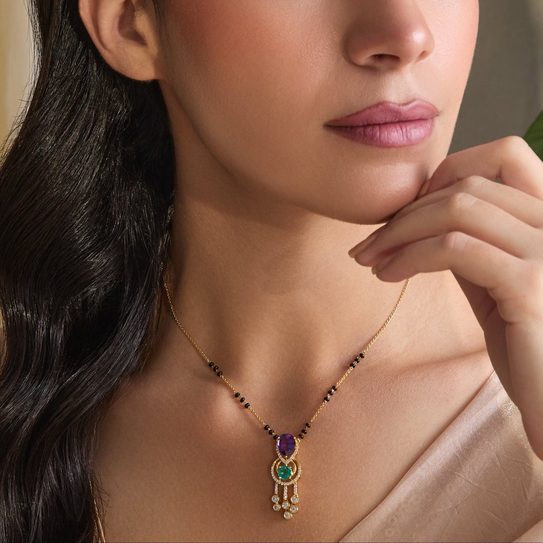 Necklace Royal Cascade CZ Silver Mangalsutra