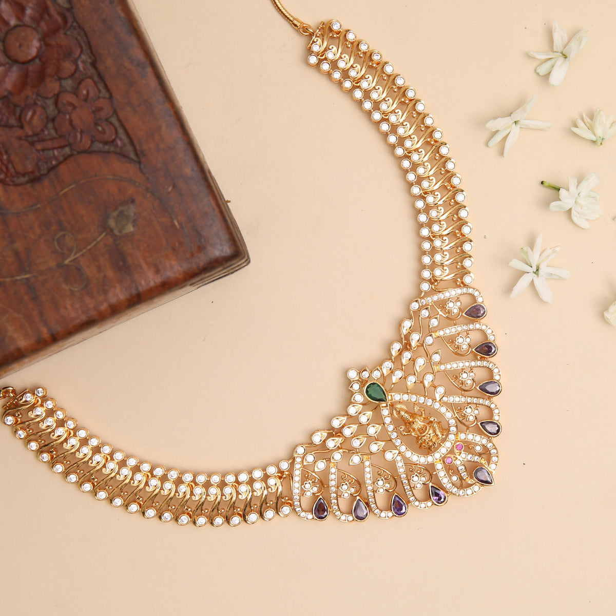Samira Lakshmi CZ Silver Necklace
