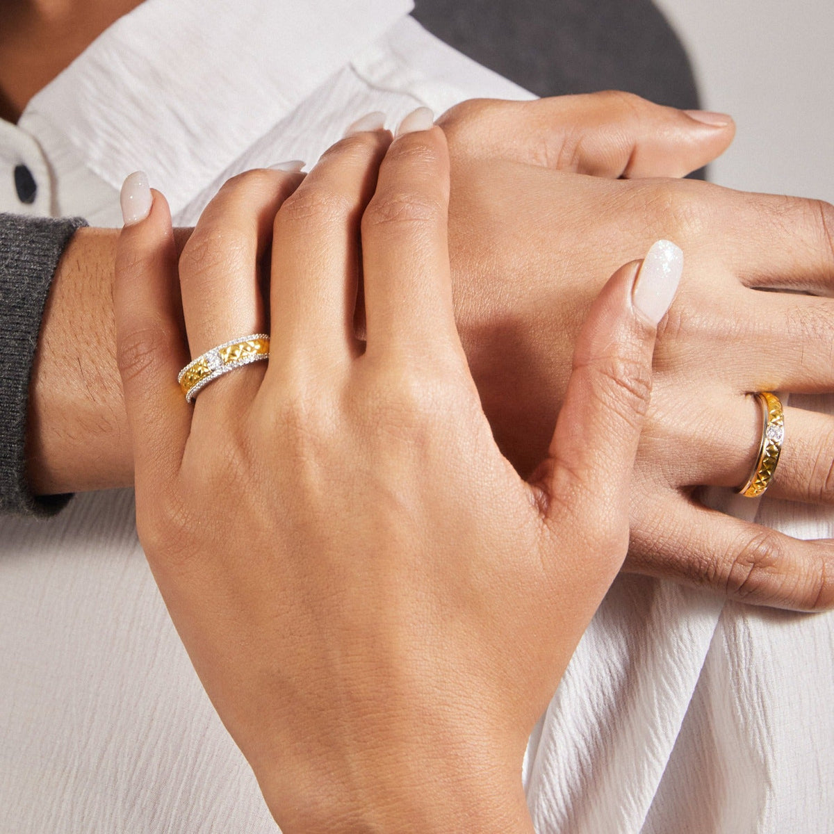 Finger Ring Love Knot CZ Silver Couple Rings