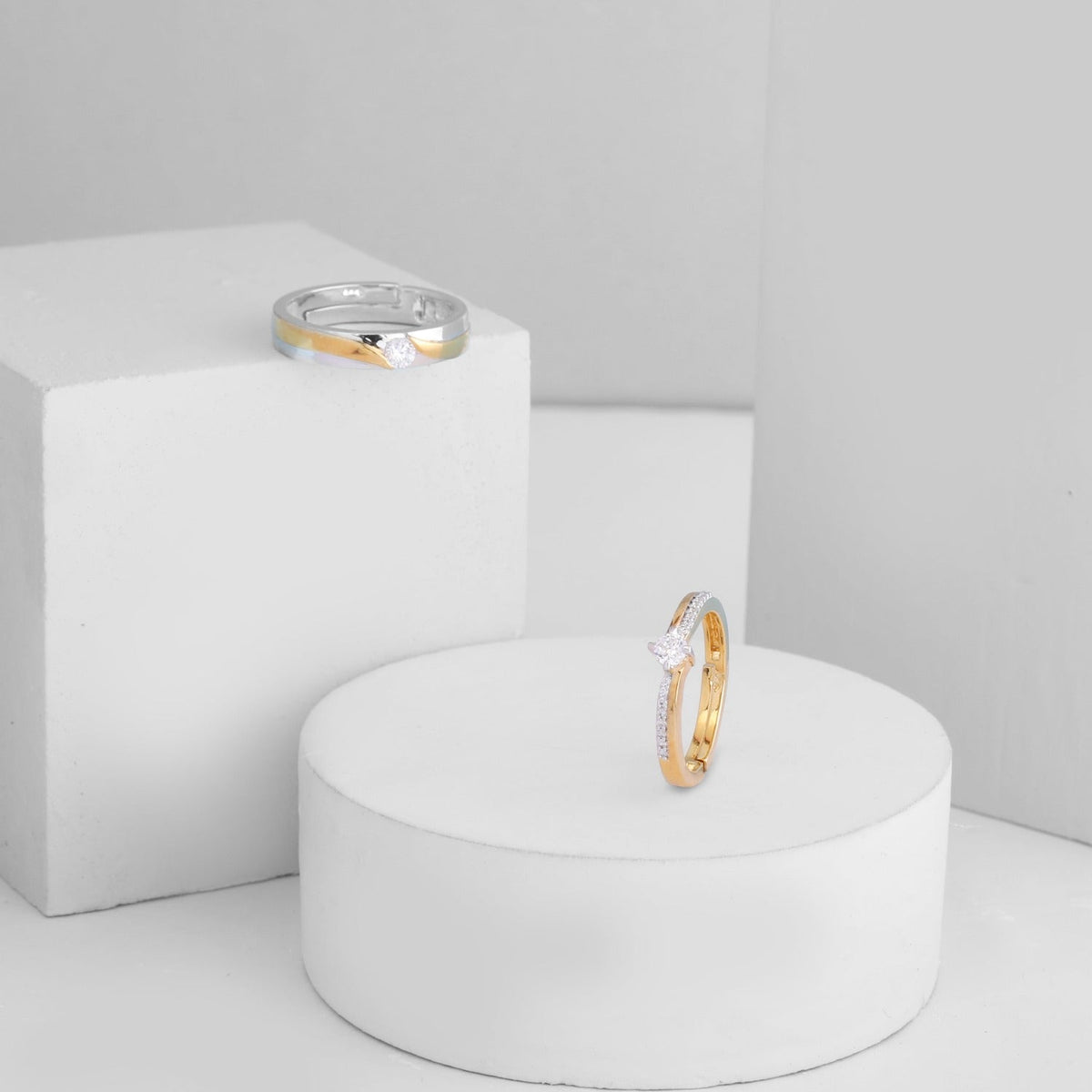 Finger Ring Classic Love CZ Silver Couple Rings