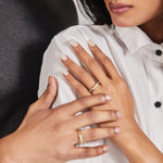 Finger Ring Linked Hearts CZ Silver Couple Rings