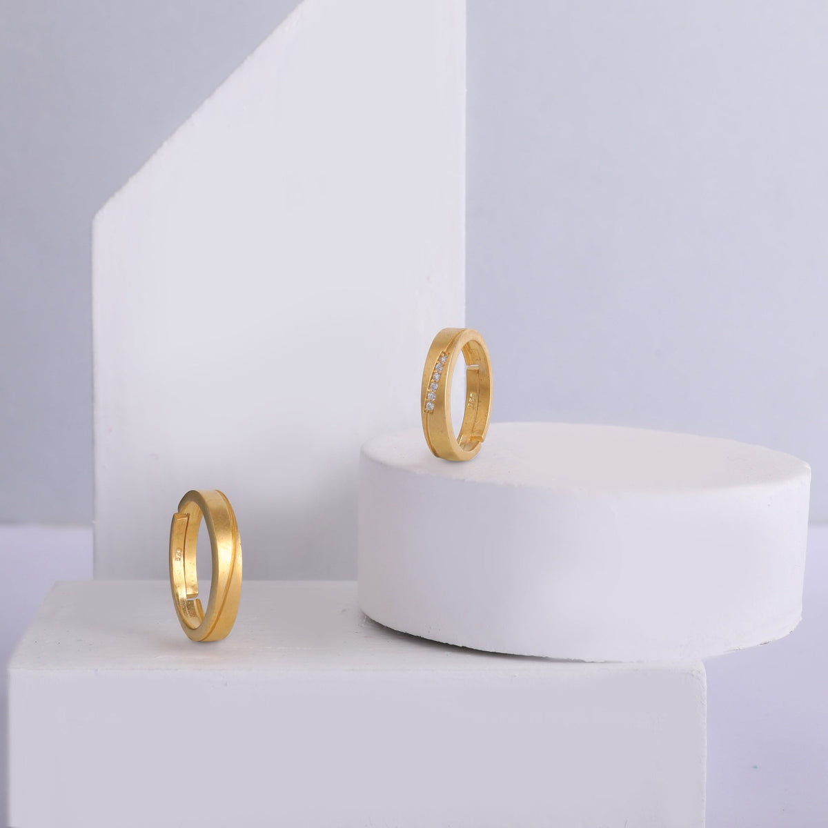 Blissful Bond CZ Silver Couple Rings