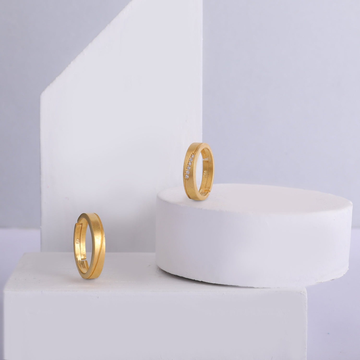 Blissful Bond CZ Silver Couple Rings