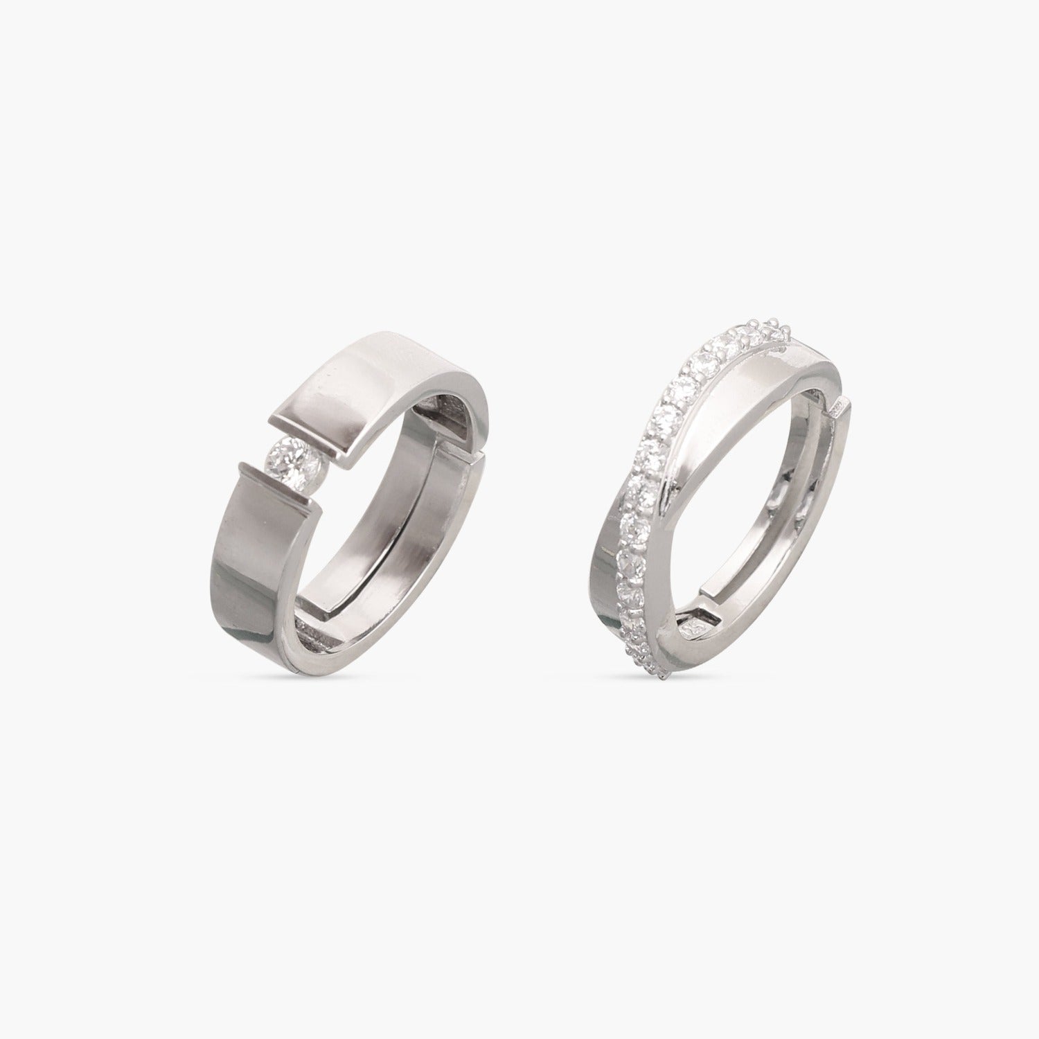 Pure Union CZ Silver Couple Rings