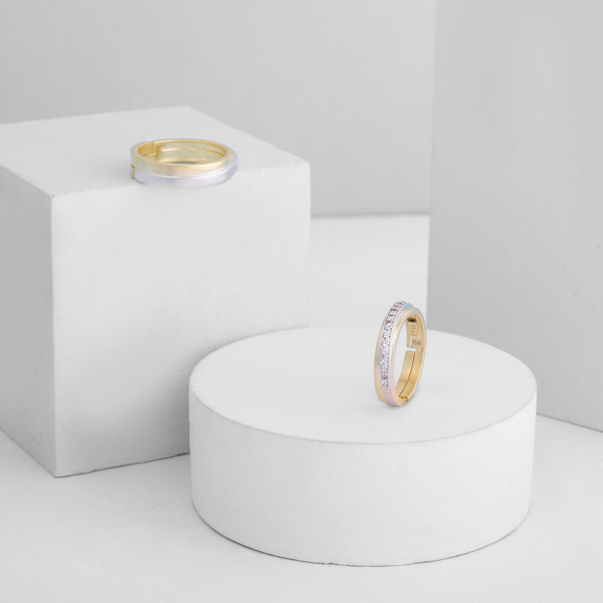 Amour Silver CZ Couple Rings