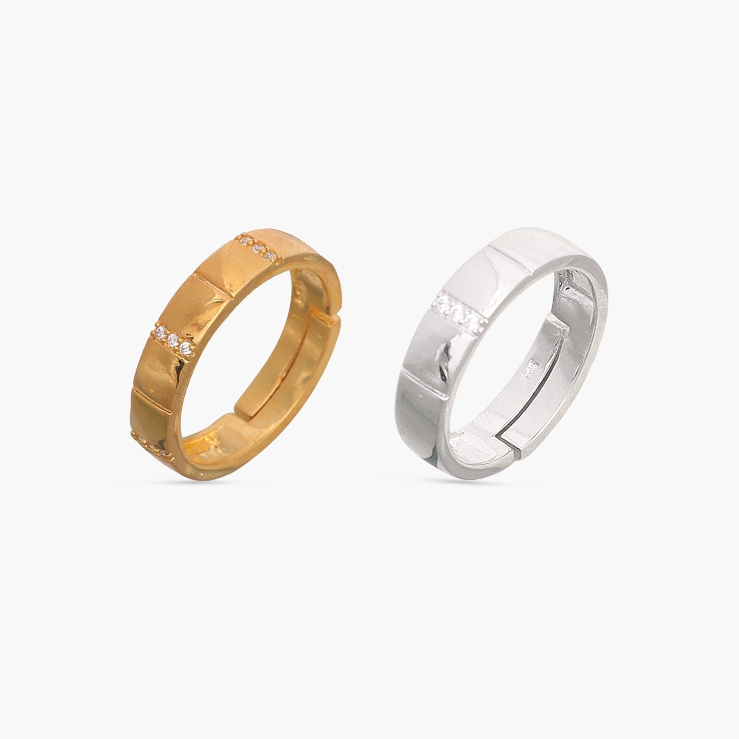 Discover Stronger Together CZ Silver Couple Rings | Paksha