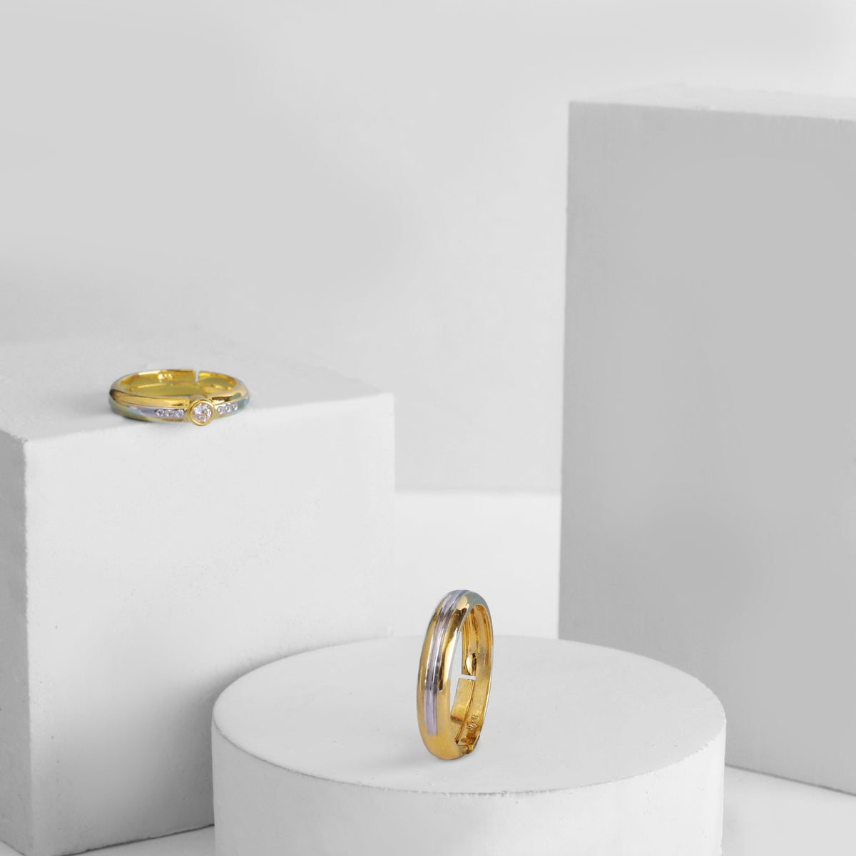 Twin Spirits CZ Silver Couple Rings