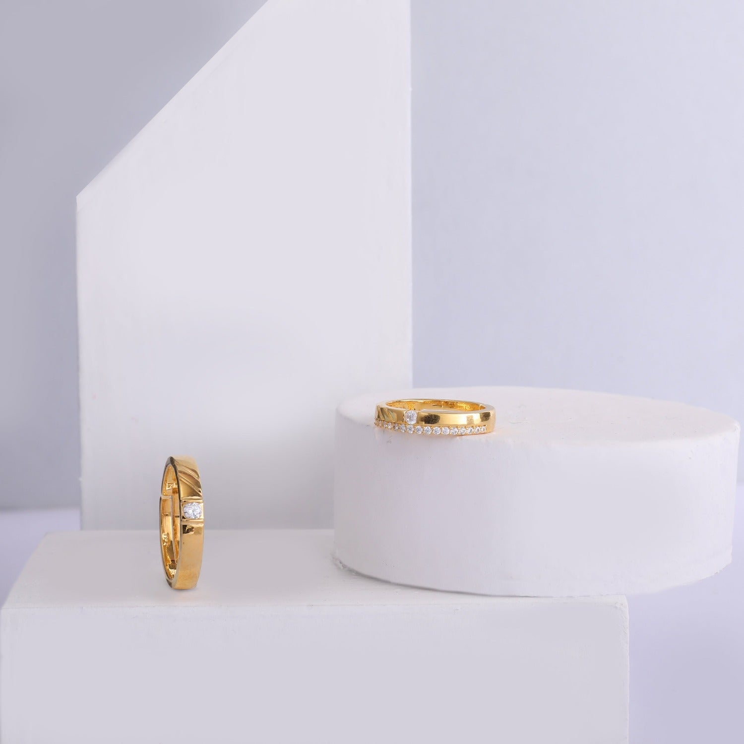 Tranquil Love CZ Silver Couple Rings