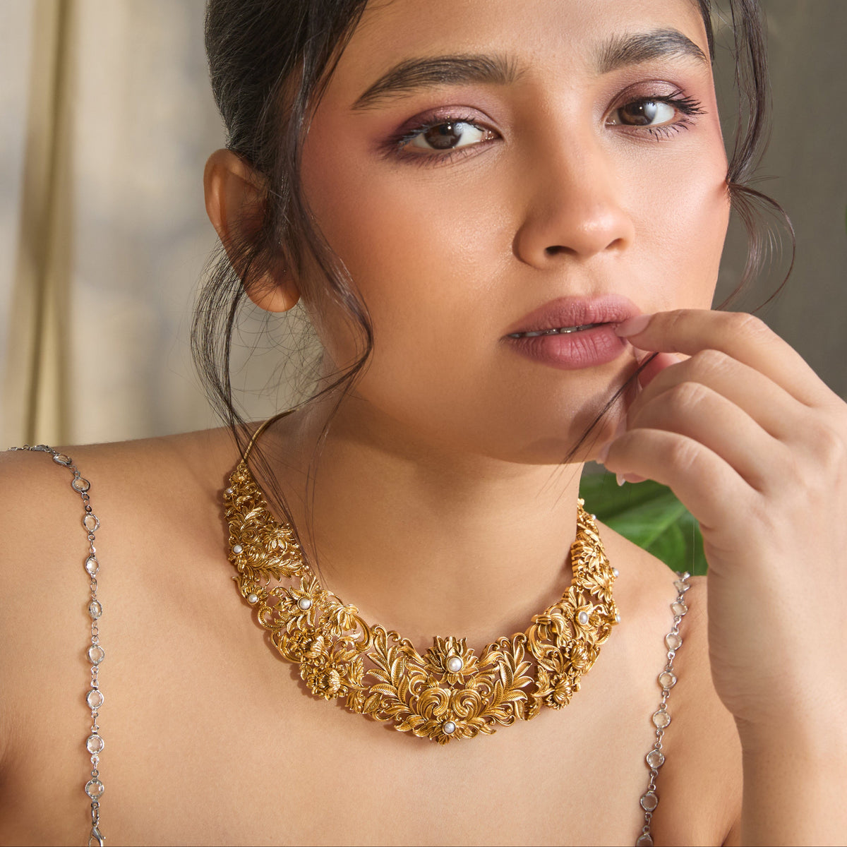 Mallika Antique Silver Necklace