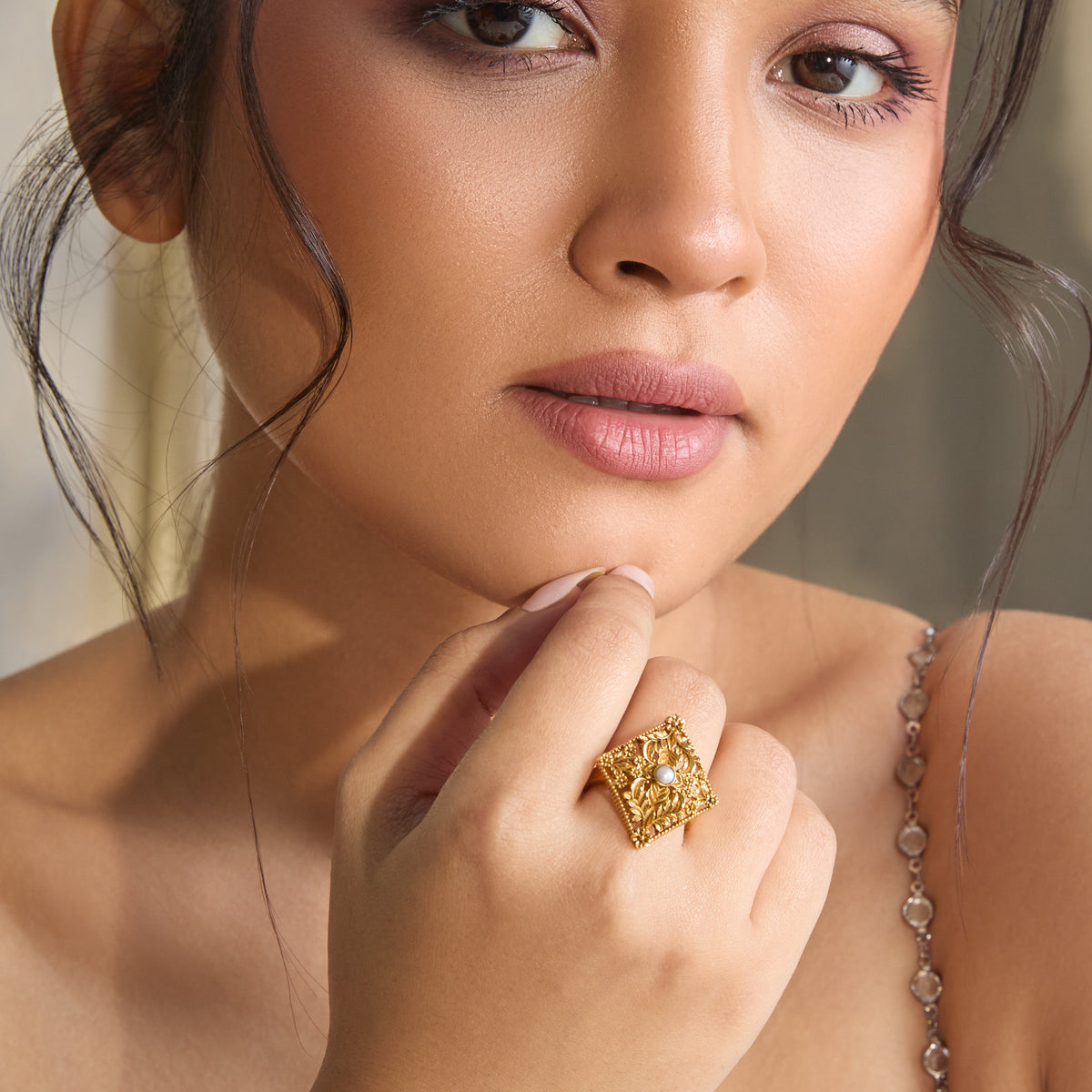 Finger Ring Pushpa Antique Silver Ring