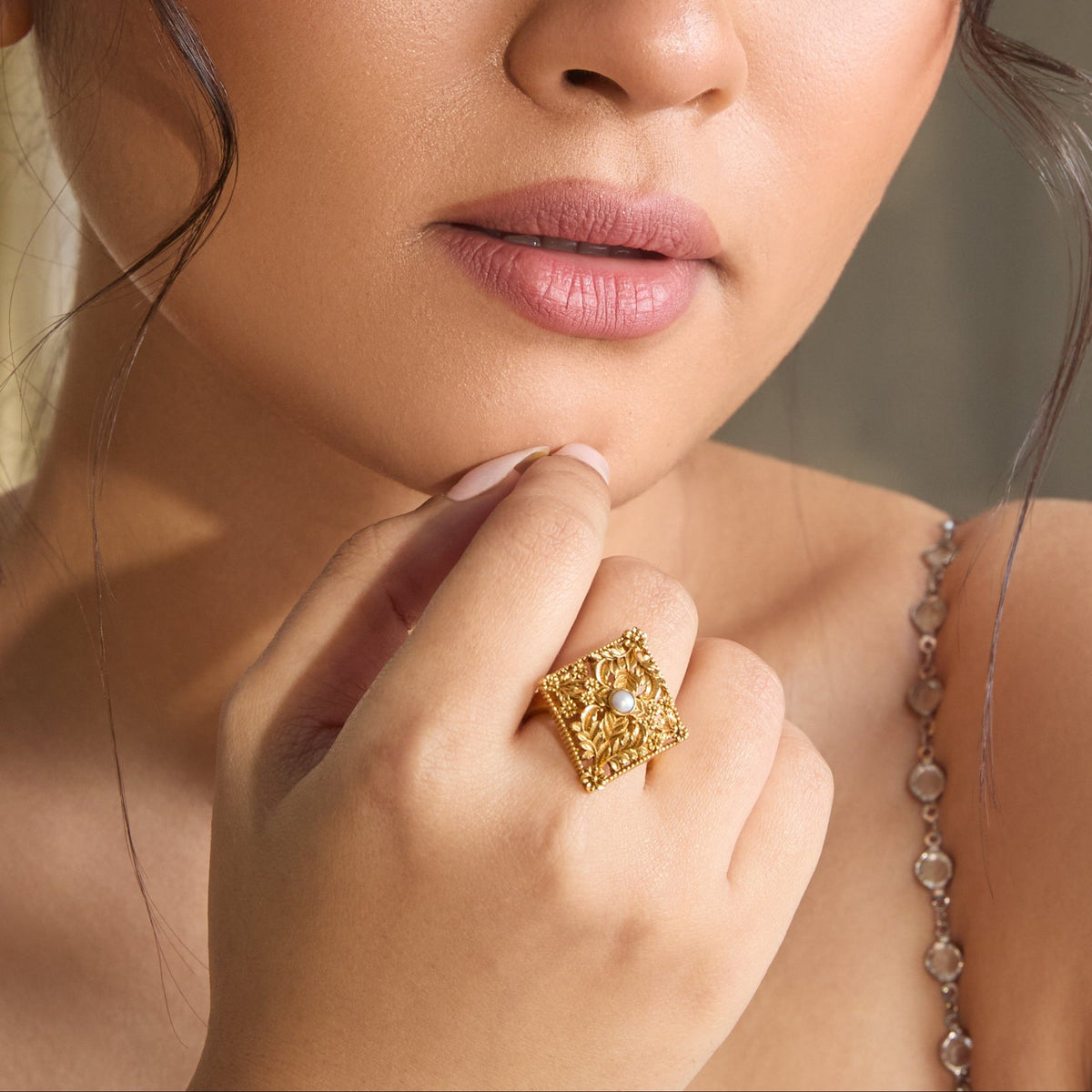 Pushpa Antique Silver Ring