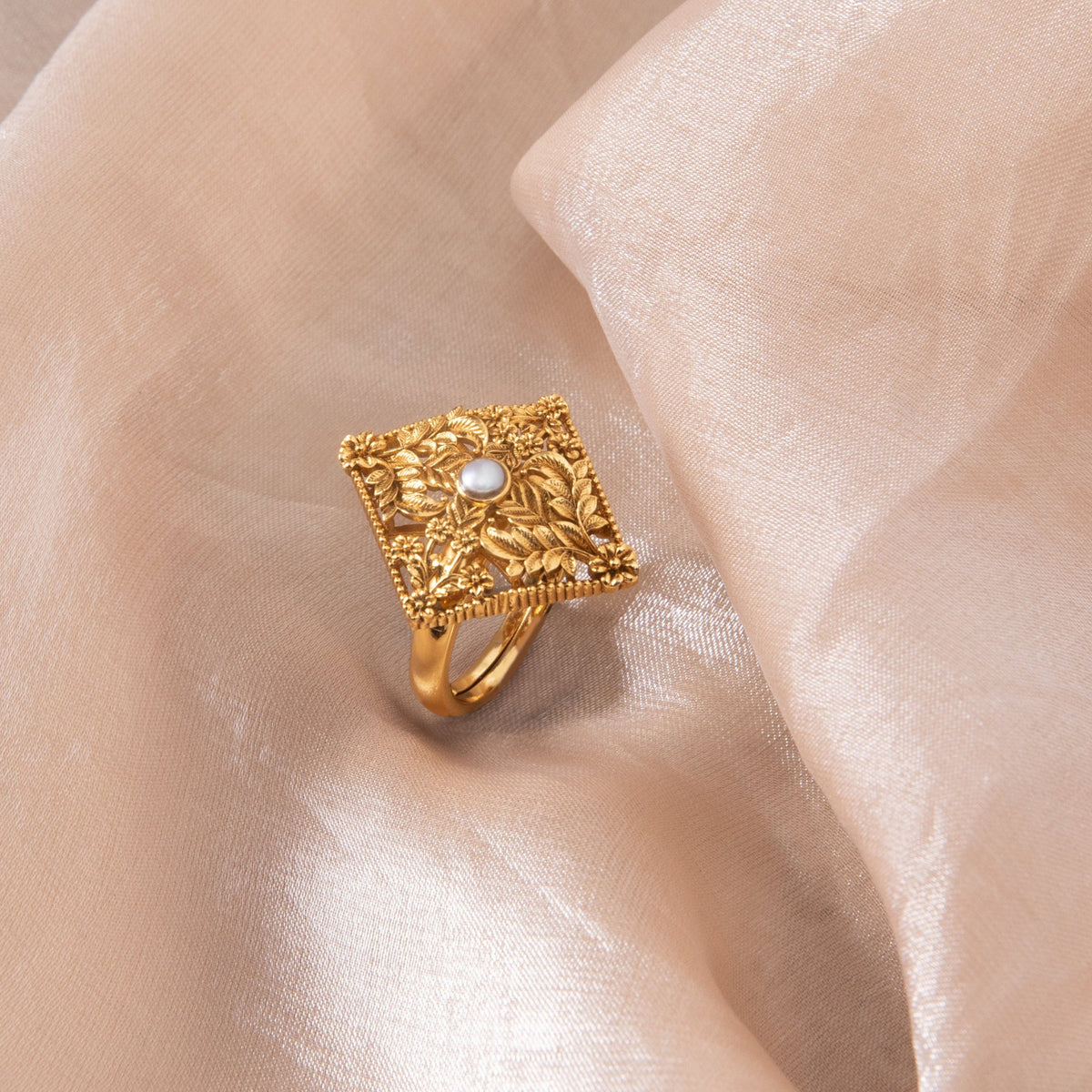 Pushpa Antique Silver Ring