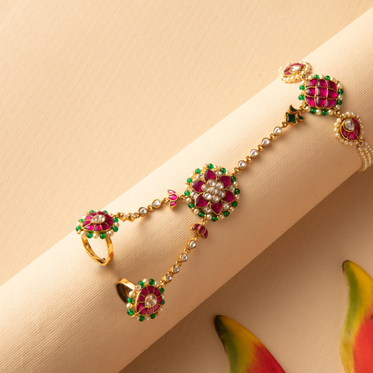 Heritage Floral Jadau Silver Haath Phool