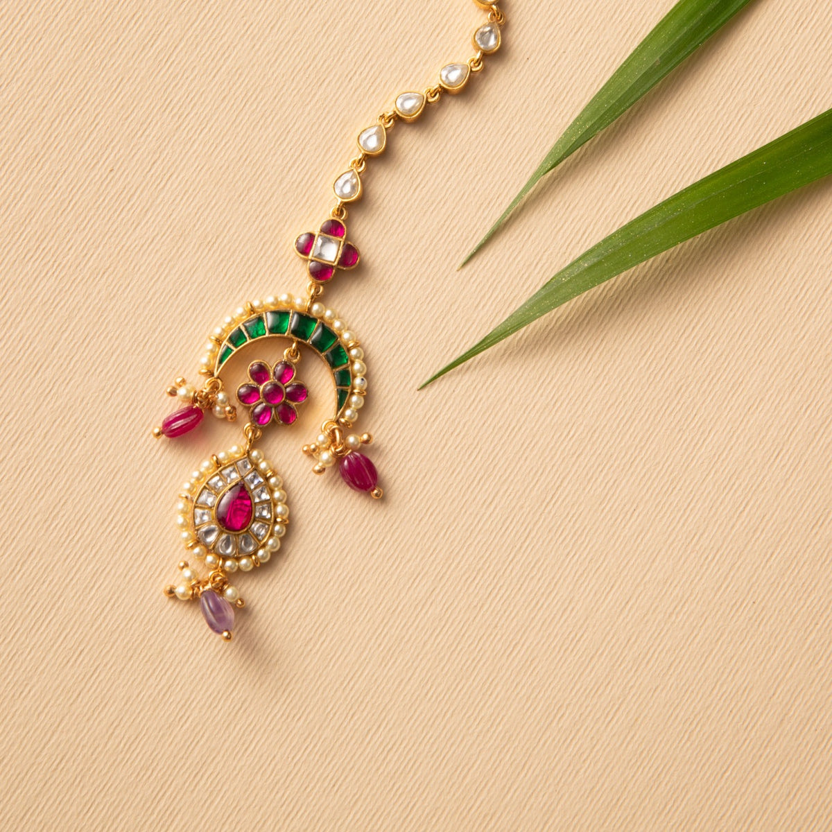 Swarnim Pushp Heritage Jadau Silver Maangtika