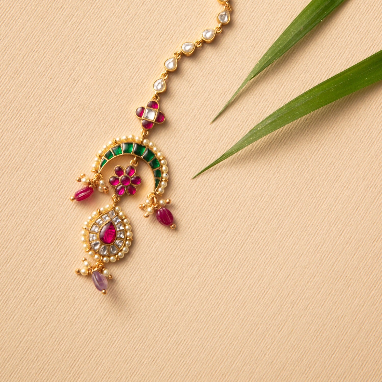 Swarnim Pushp Heritage Jadau Silver Maangtika