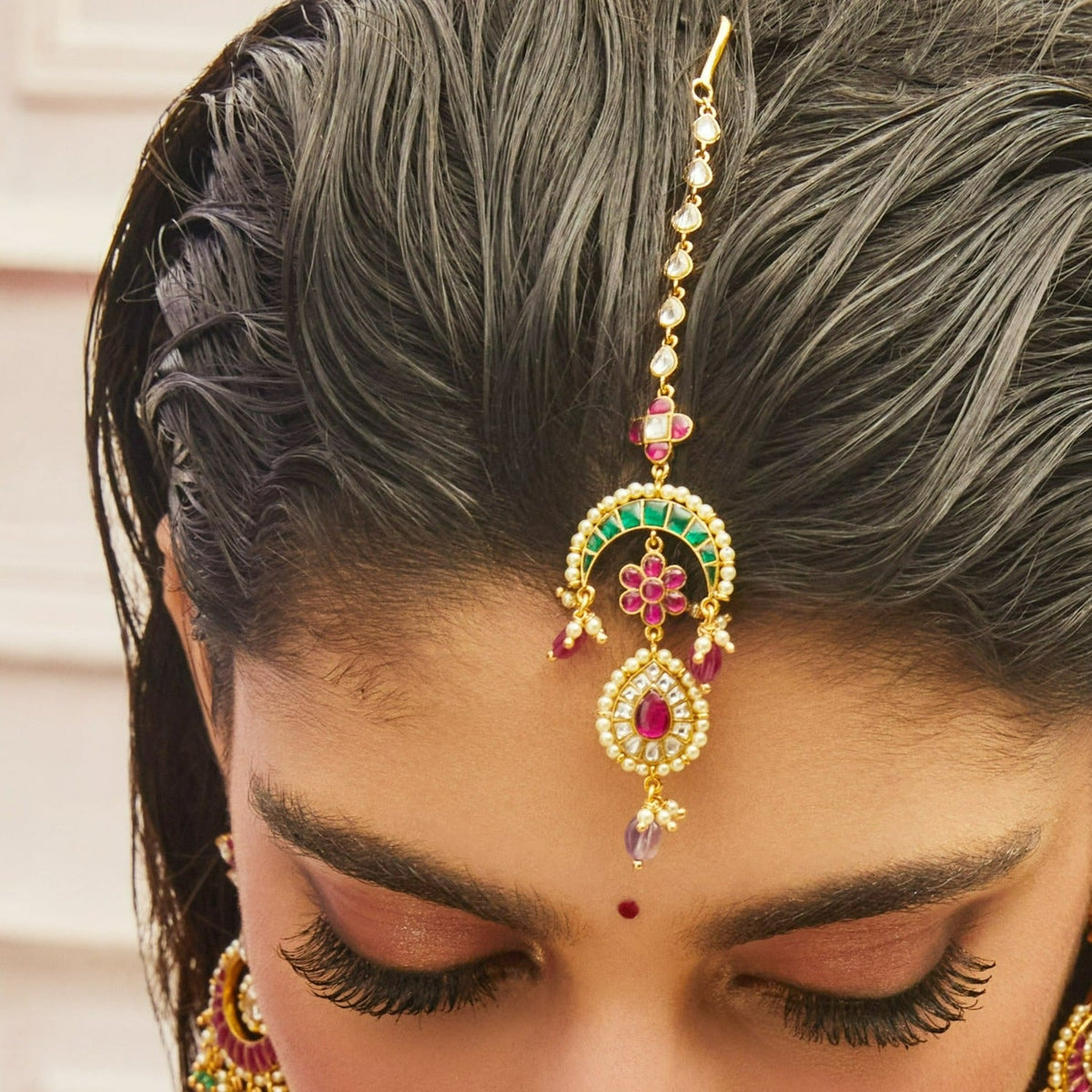 Hair Accessories Swarnim Pushp Heritage Jadau Silver Maangtika