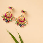 Earrings Elegant Jadau Blossom Silver Chandbali Earrings