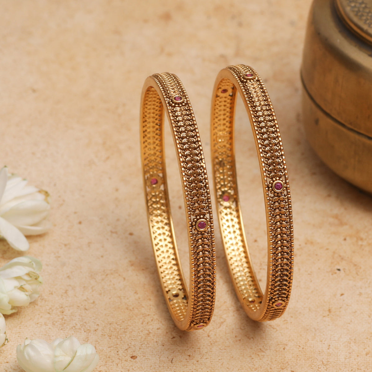 Thamarai Traditional Antique Silver Bangles