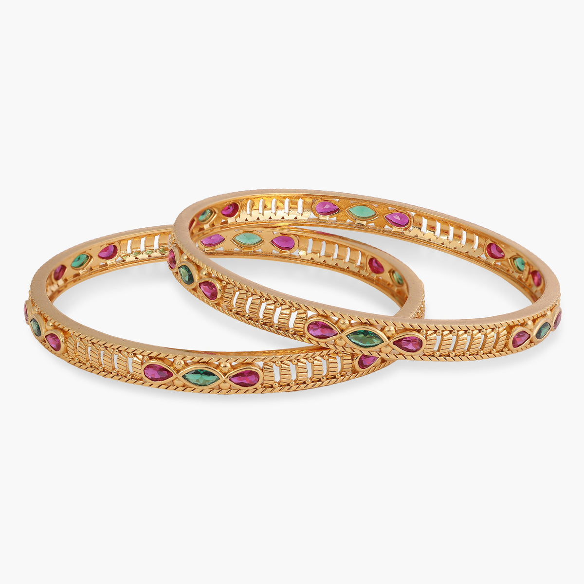 Regal Bloom Kempu Antique Bangles