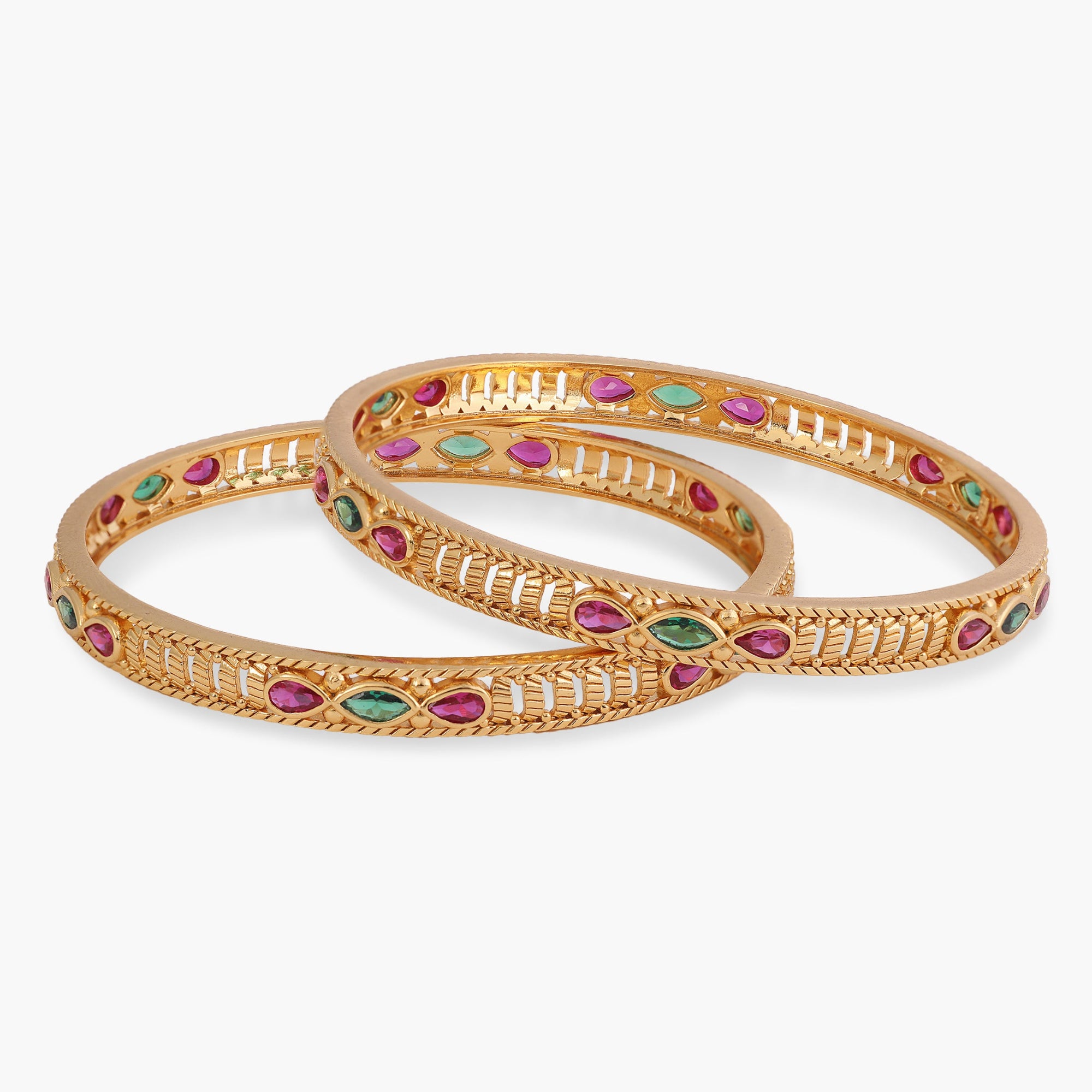 Regal Bloom Kempu Antique Bangles