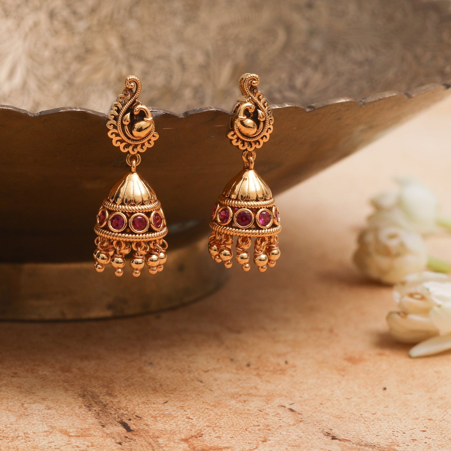 Earrings Navil Traditional Silver Jhumka Earrings
