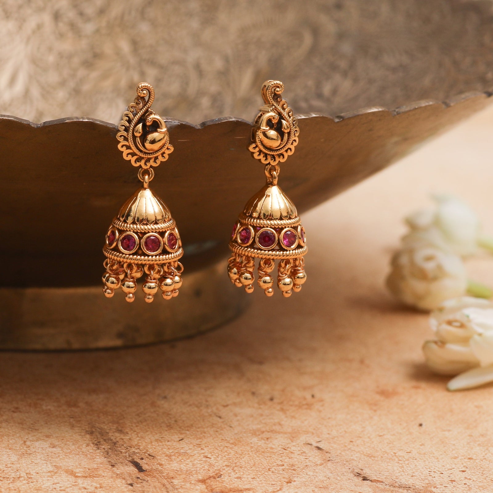 Navil Traditional Silver Jhumka Earrings