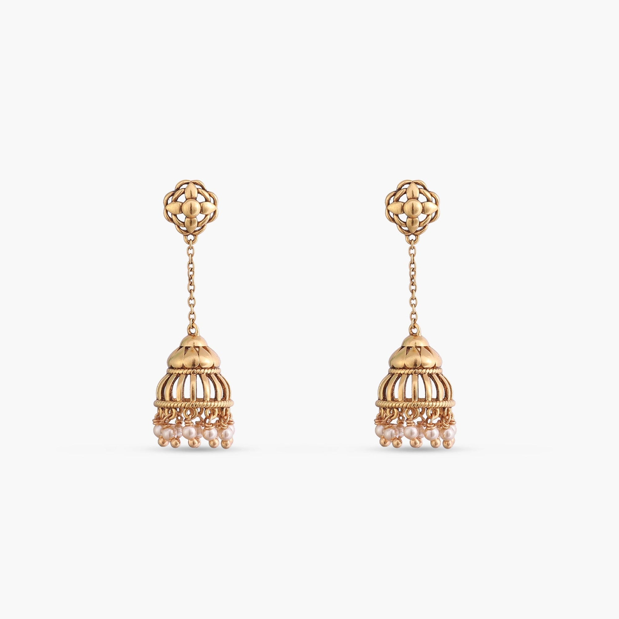Basra Antique Jhumka Silver Earrings