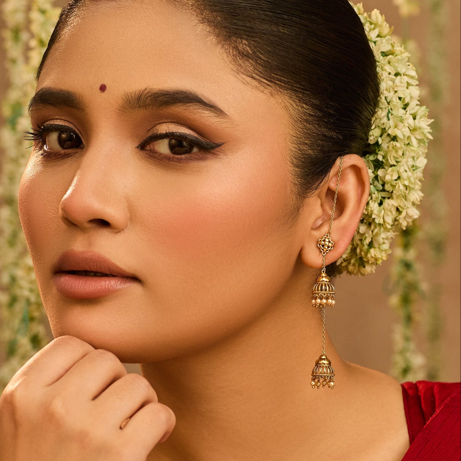 Arpita Antique Threader Silver Jhumka Earrings