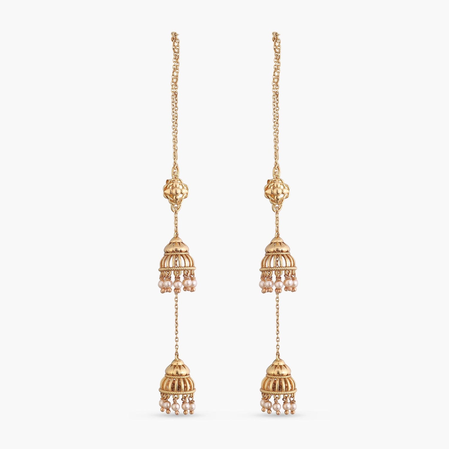 Earrings Arpita Antique Threader Silver Jhumka Earrings