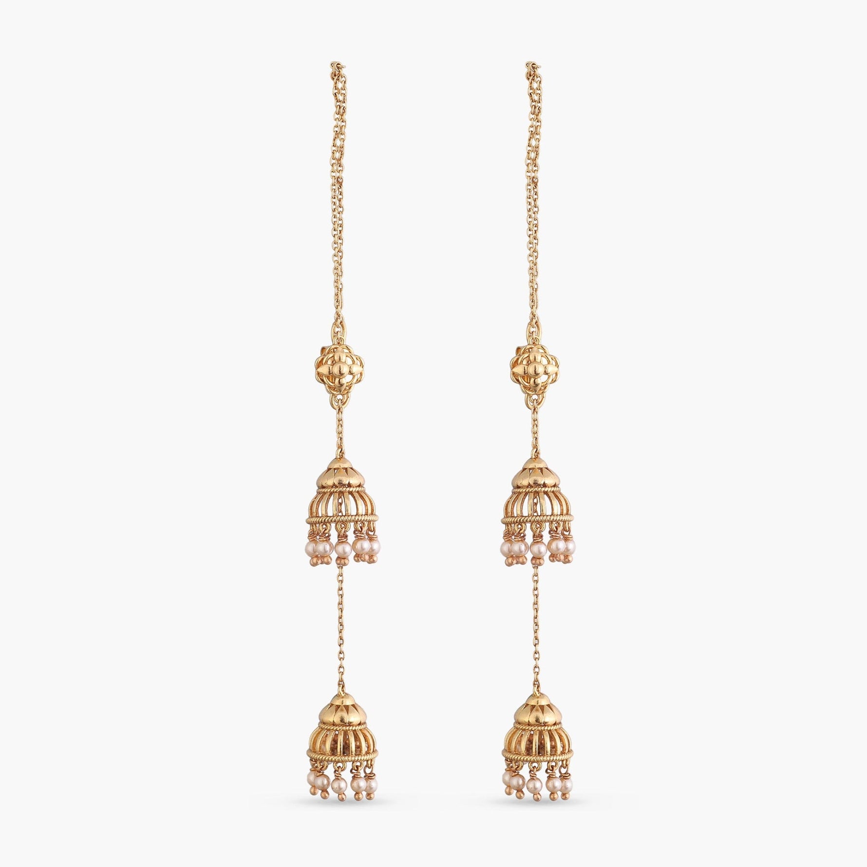 Earrings Arpita Antique Threader Silver Jhumka Earrings