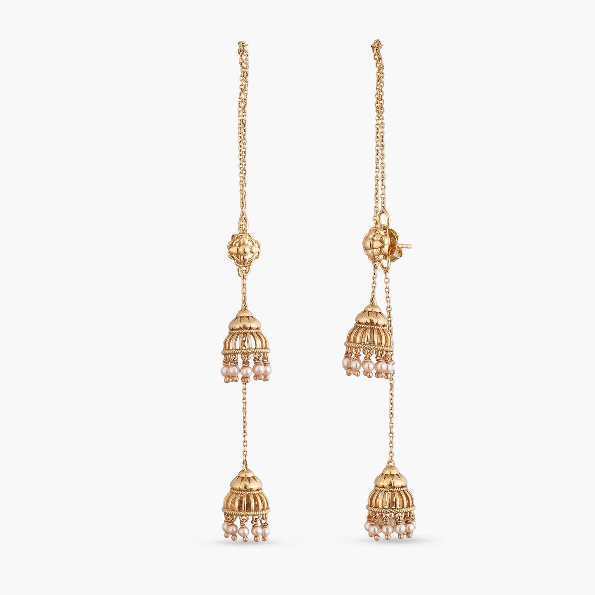 Arpita Antique Threader Silver Jhumka Earrings