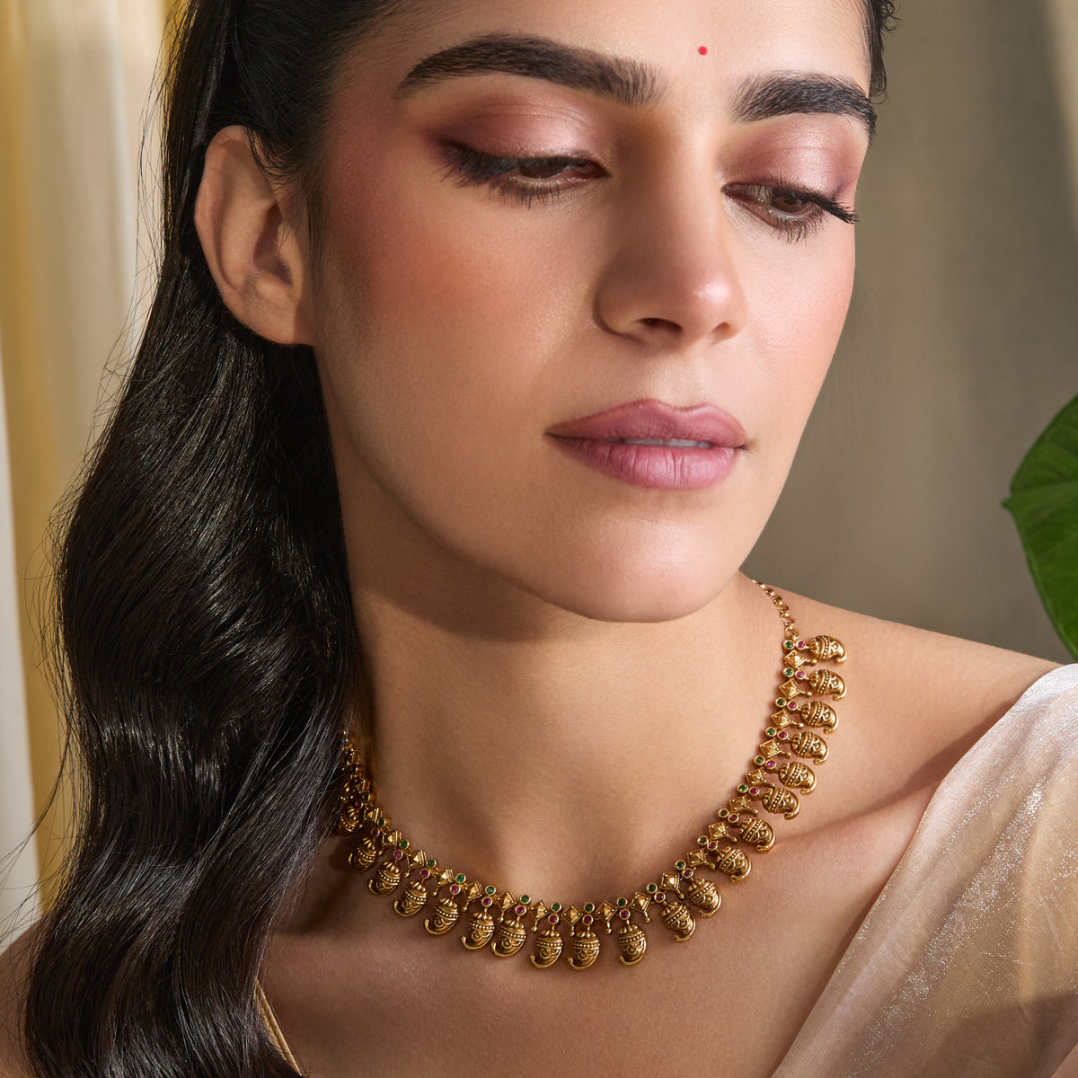 Ambi Kempu Antique Silver Necklace