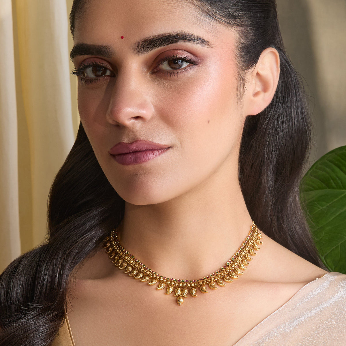 Manohara Kempu Antique Silver Necklace