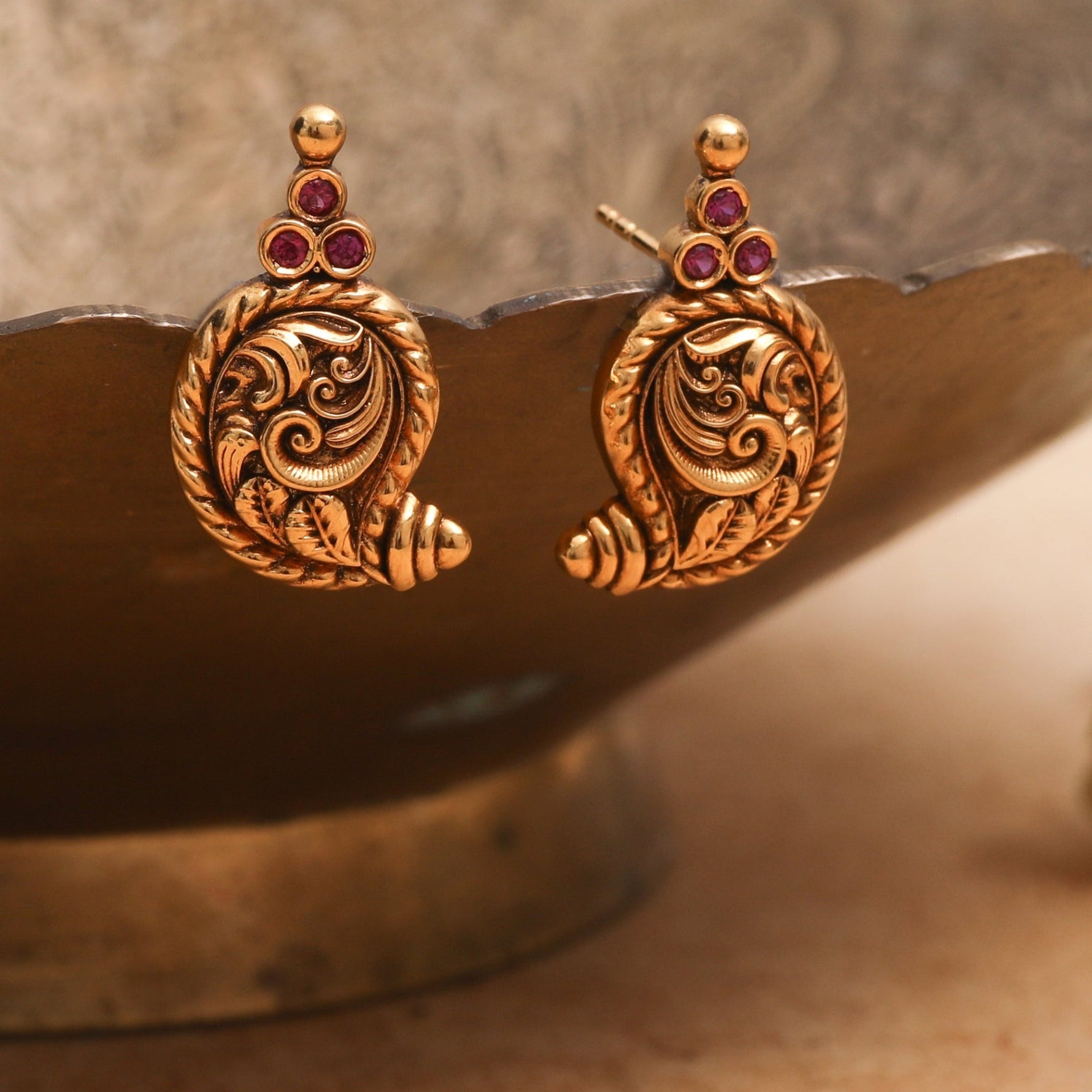 Earrings Charvi Mango Antique Silver Stud Earrings