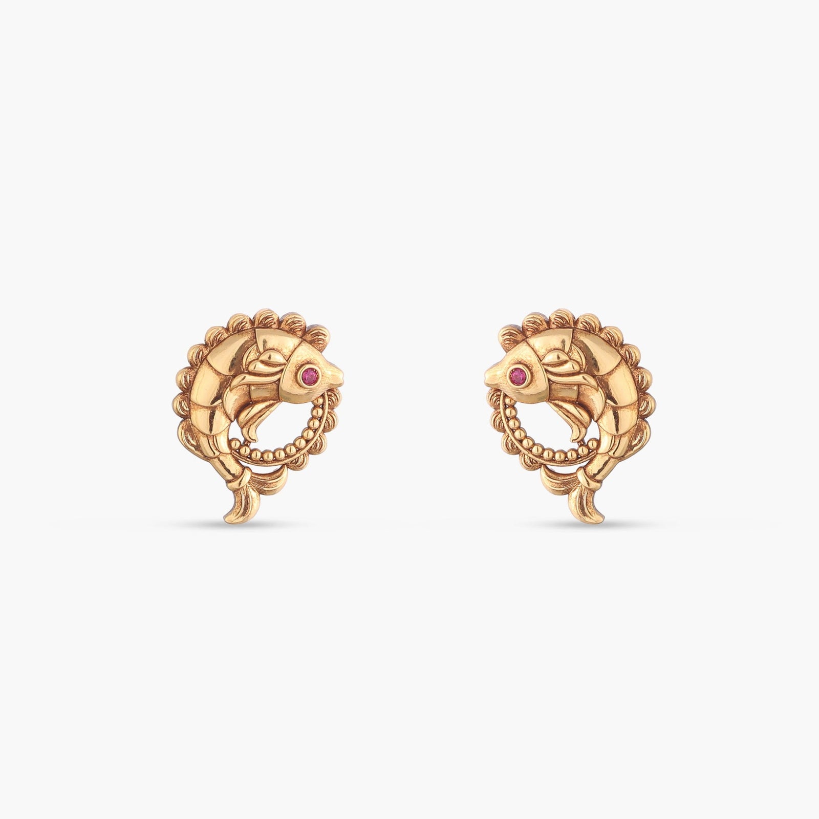 Snigdha Matsya Antique Silver Stud Earrings
