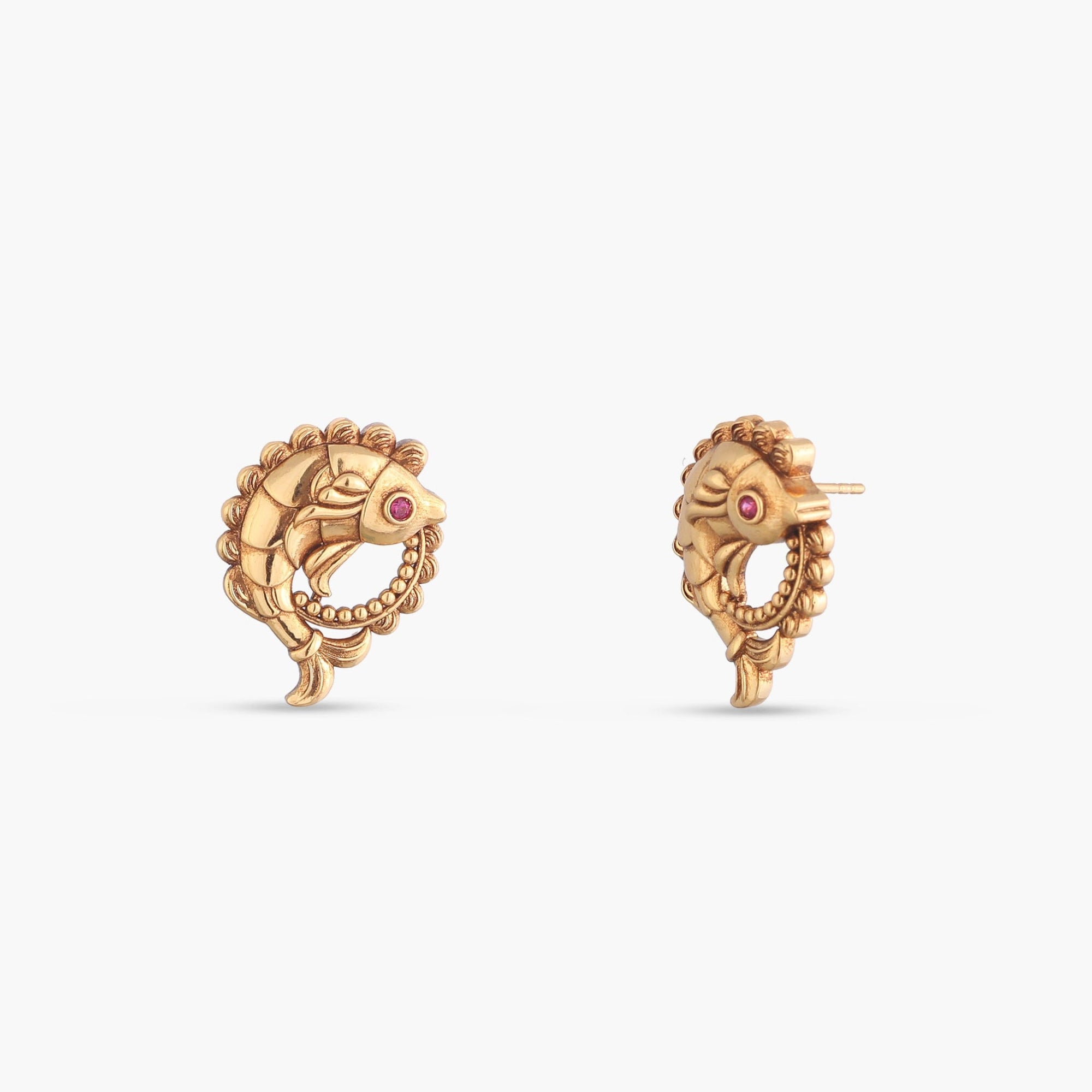 Snigdha Matsya Antique Silver Stud Earrings