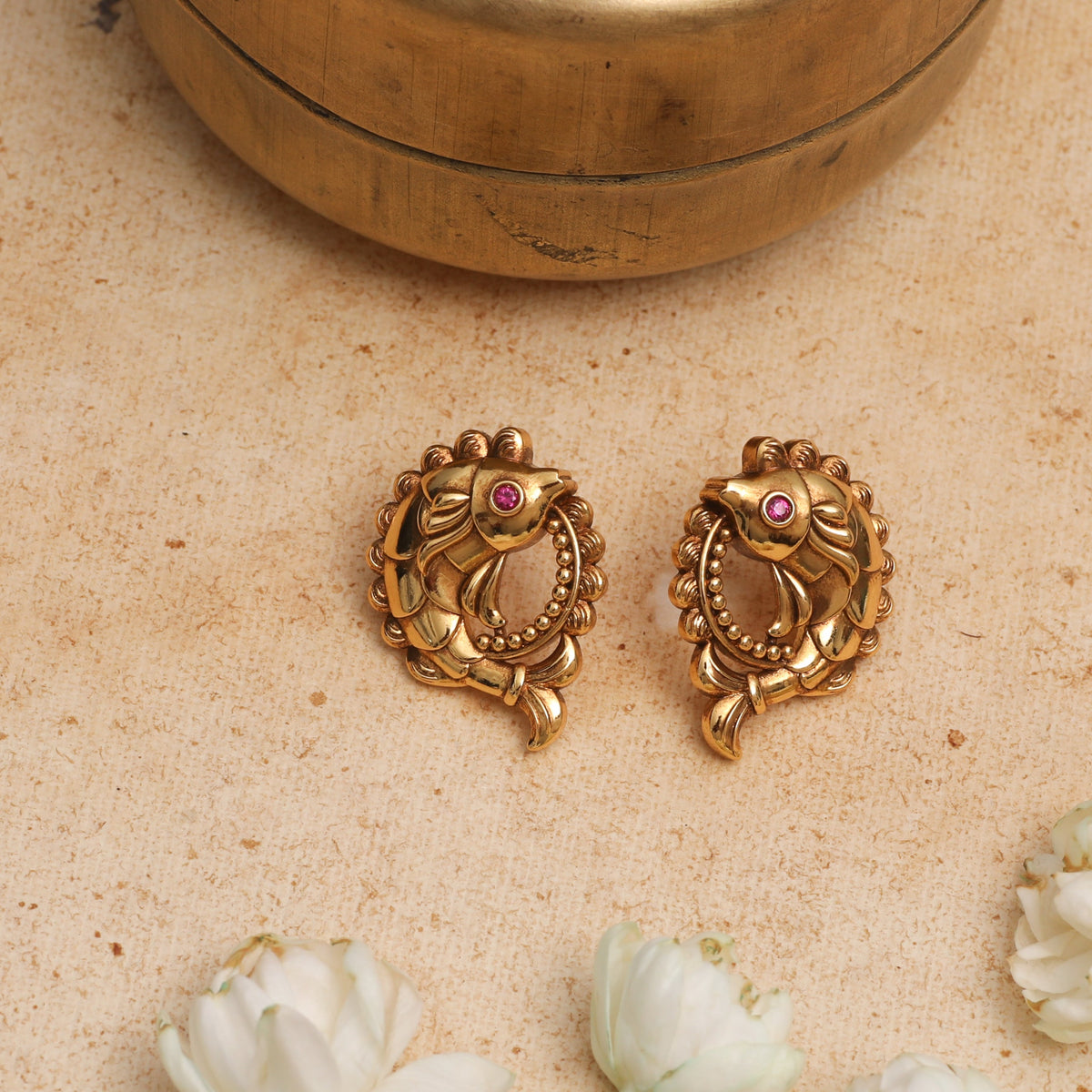 Snigdha Matsya Antique Silver Stud Earrings