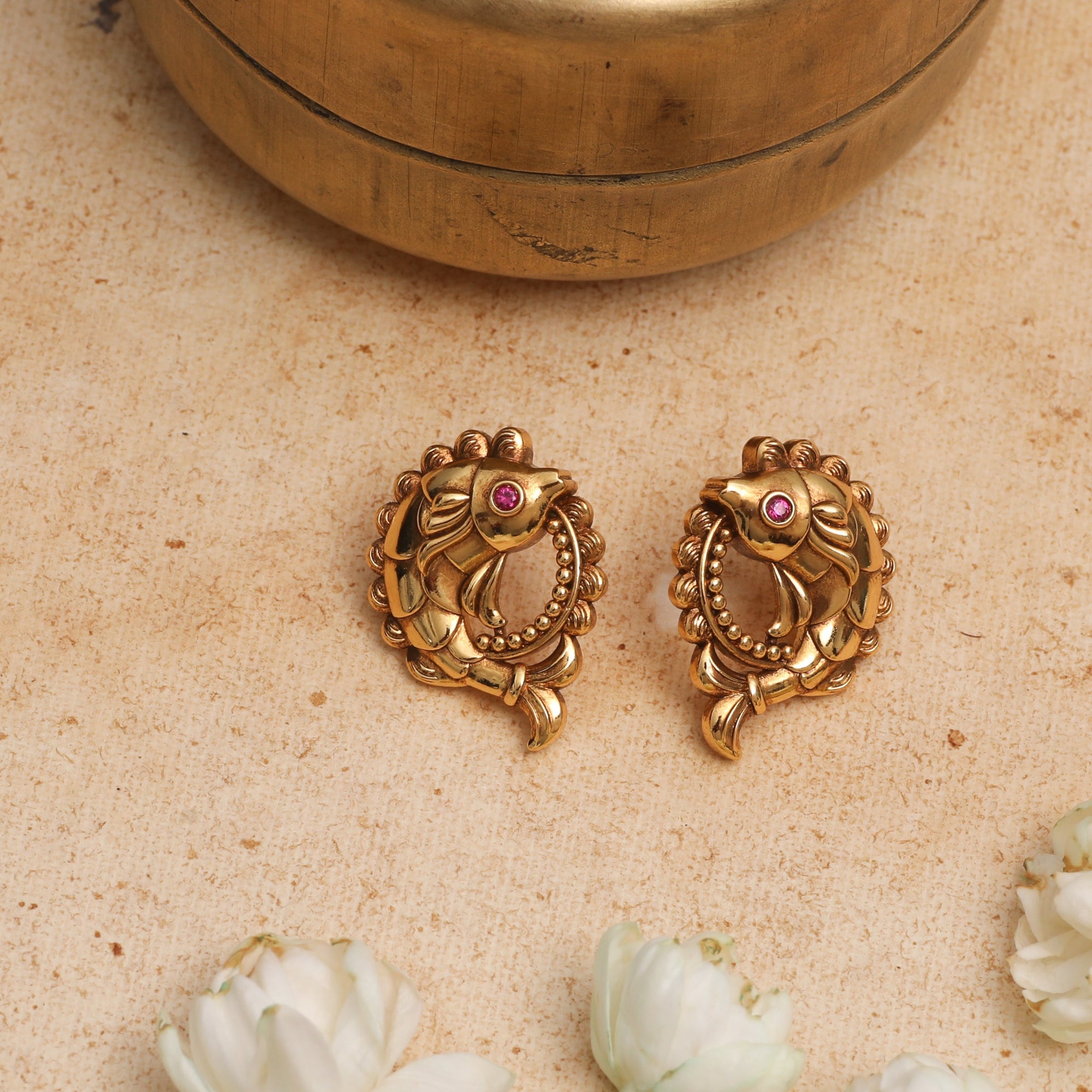 Snigdha Matsya Antique Silver Stud Earrings