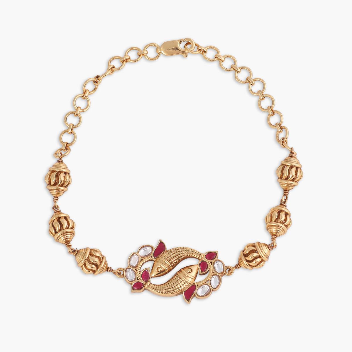 Kesar Kempu Antique Silver Bracelet