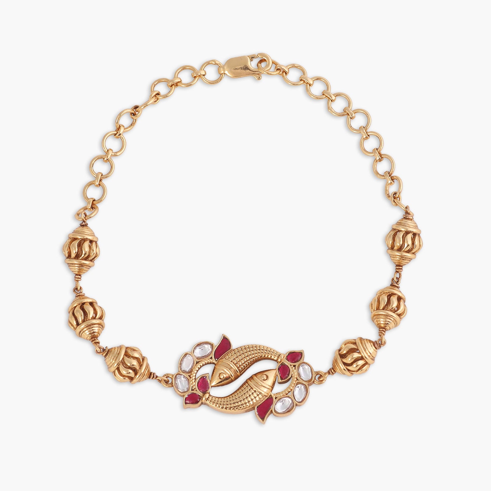 Kesar Kempu Antique Silver Bracelet