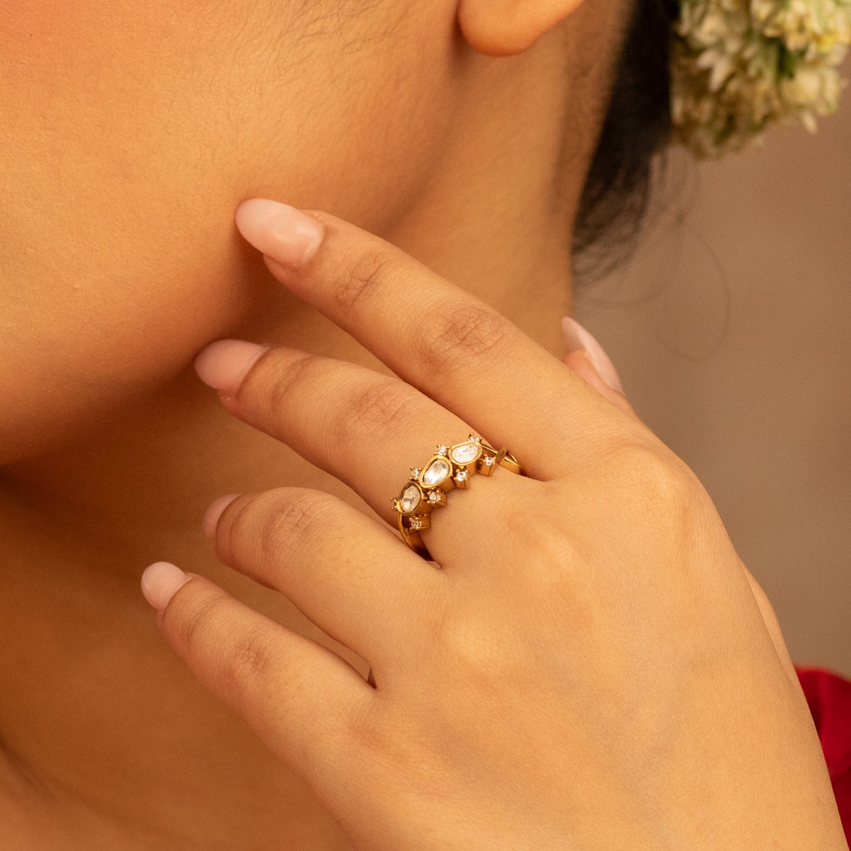 Finger Ring Elizabeth Moissanite Silver Ring